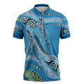 Aboriginal Ocean Whale Zipper Polo Shirt Dot Art Dreamtime Style