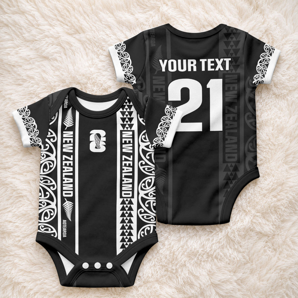 Custom New Zealand Football White Fern Supporter Baby Onesie