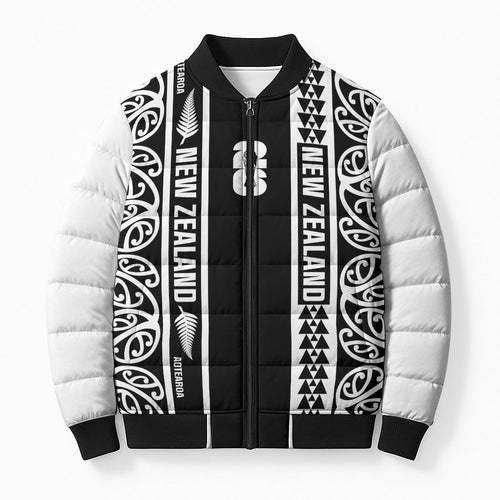 Custom New Zealand Football White Fern Supporter Bomber Puffer Jacket