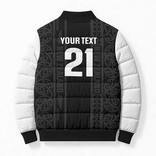 Custom New Zealand Football White Fern Supporter Bomber Puffer Jacket