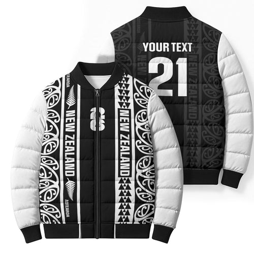 Custom New Zealand Football White Fern Supporter Bomber Puffer Jacket