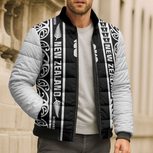 Custom New Zealand Football White Fern Supporter Bomber Puffer Jacket
