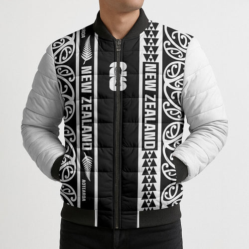 Custom New Zealand Football White Fern Supporter Bomber Puffer Jacket
