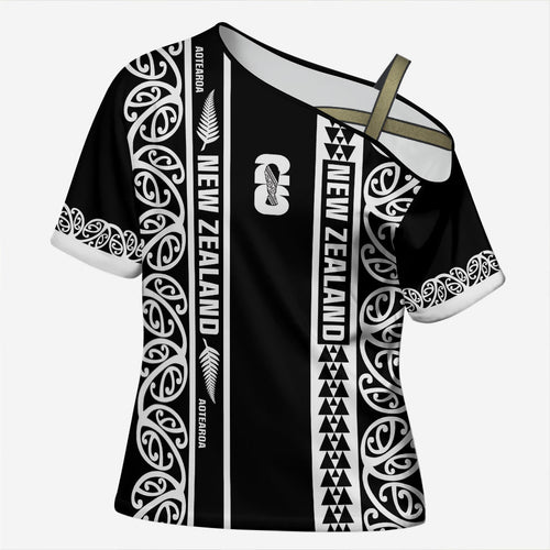 Custom New Zealand Football White Fern Supporter Cross Shoulder Shirt