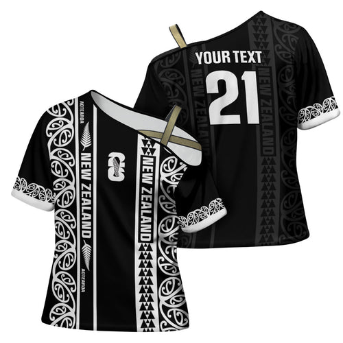 Custom New Zealand Football White Fern Supporter Cross Shoulder Shirt