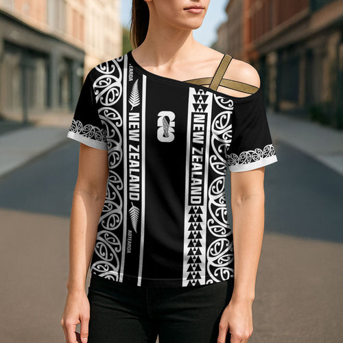 Custom New Zealand Football White Fern Supporter Cross Shoulder Shirt