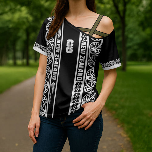 Custom New Zealand Football White Fern Supporter Cross Shoulder Shirt