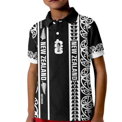 Custom New Zealand Football White Fern Supporter Kid Polo Shirt