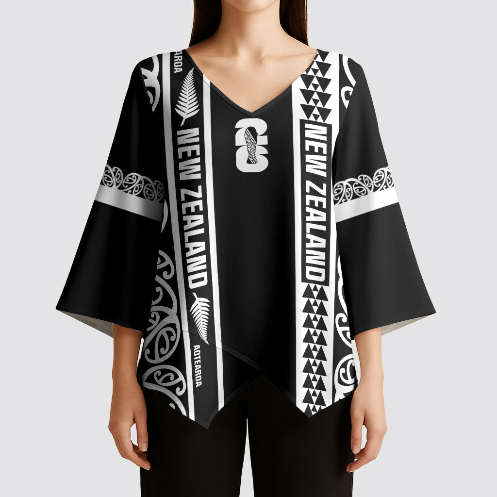 Custom New Zealand Football White Fern Supporter Kimono Sleeve Blouse