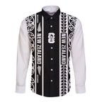 Custom New Zealand Football White Fern Supporter Long Sleeve Button Shirt