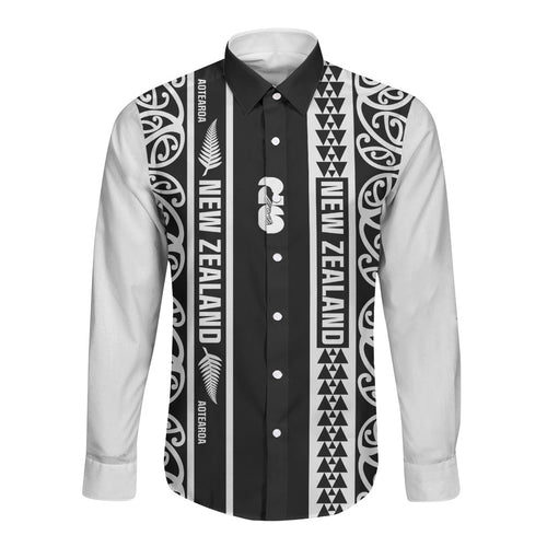 Custom New Zealand Football White Fern Supporter Long Sleeve Button Shirt