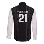 Custom New Zealand Football White Fern Supporter Long Sleeve Button Shirt