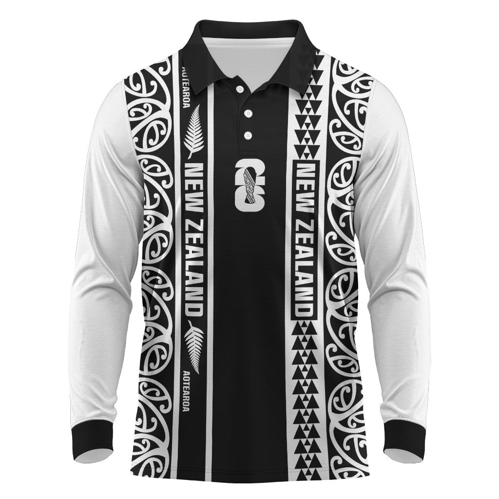 Custom New Zealand Football White Fern Supporter Long Sleeve Polo Shirt