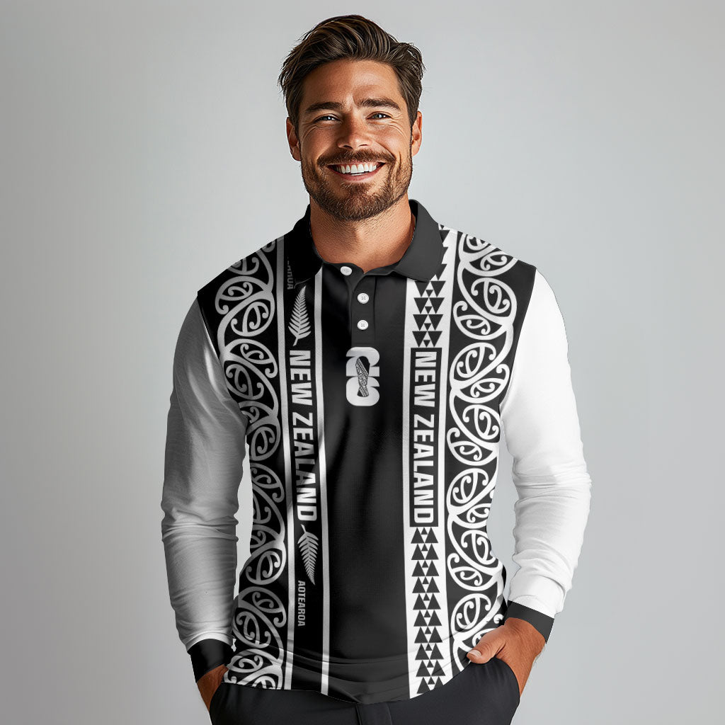 Custom New Zealand Football White Fern Supporter Long Sleeve Polo Shirt