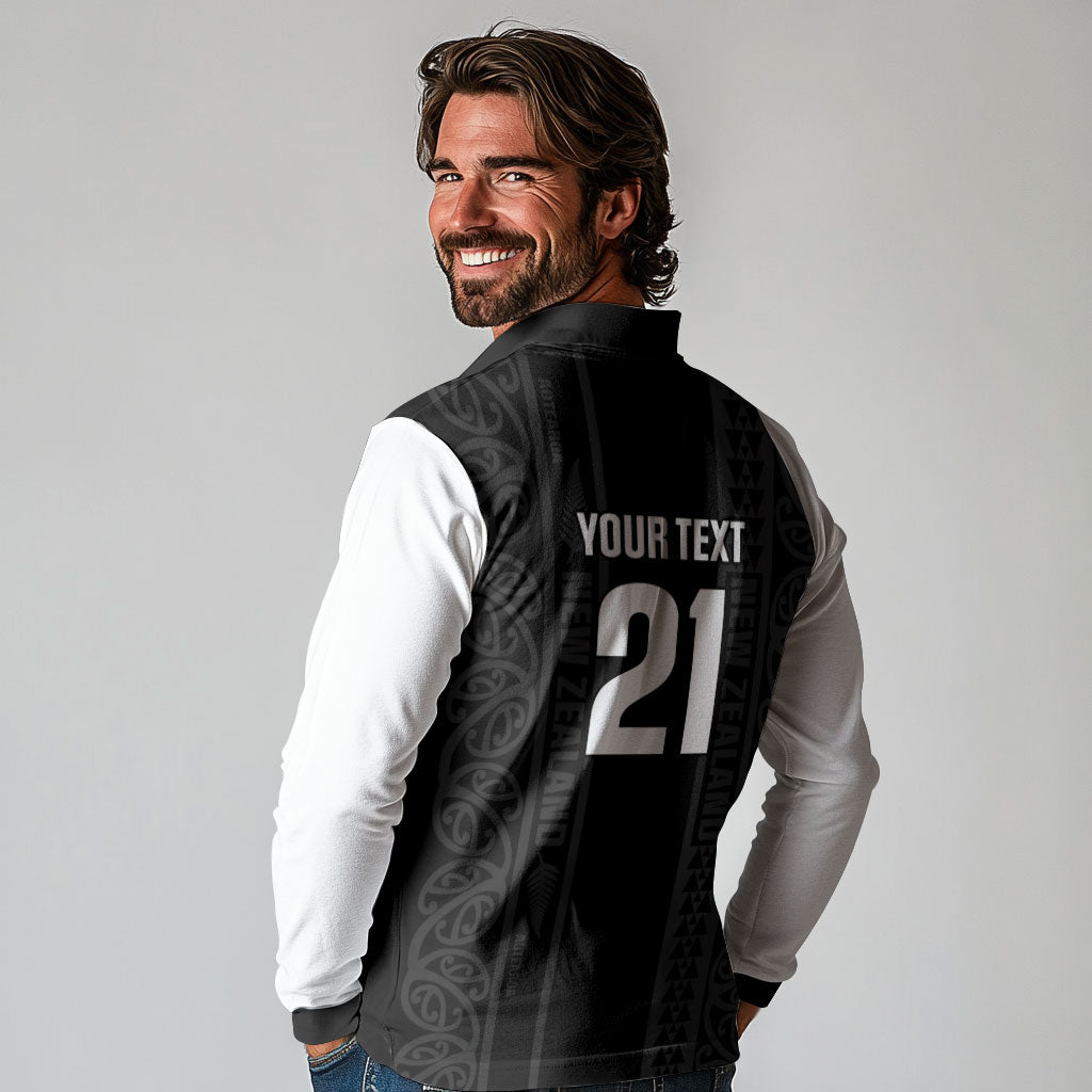 Custom New Zealand Football White Fern Supporter Long Sleeve Polo Shirt