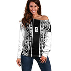 Custom New Zealand Football White Fern Supporter Off Shoulder Sweater