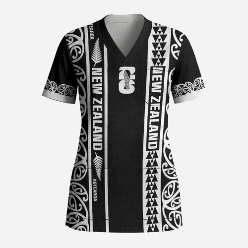 Custom New Zealand Football White Fern Supporter Scrub Top