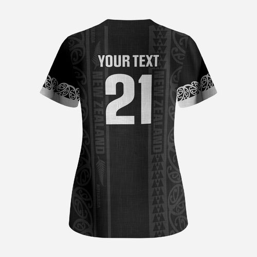 Custom New Zealand Football White Fern Supporter Scrub Top