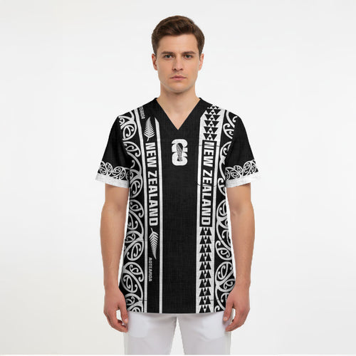 Custom New Zealand Football White Fern Supporter Scrub Top
