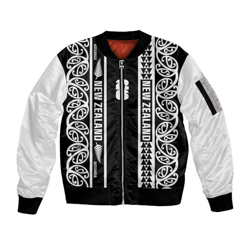 Custom New Zealand Football White Fern Supporter Sleeve Zip Bomber Jacket