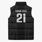 Custom New Zealand Football White Fern Supporter Sleeveless Puffer Jacket