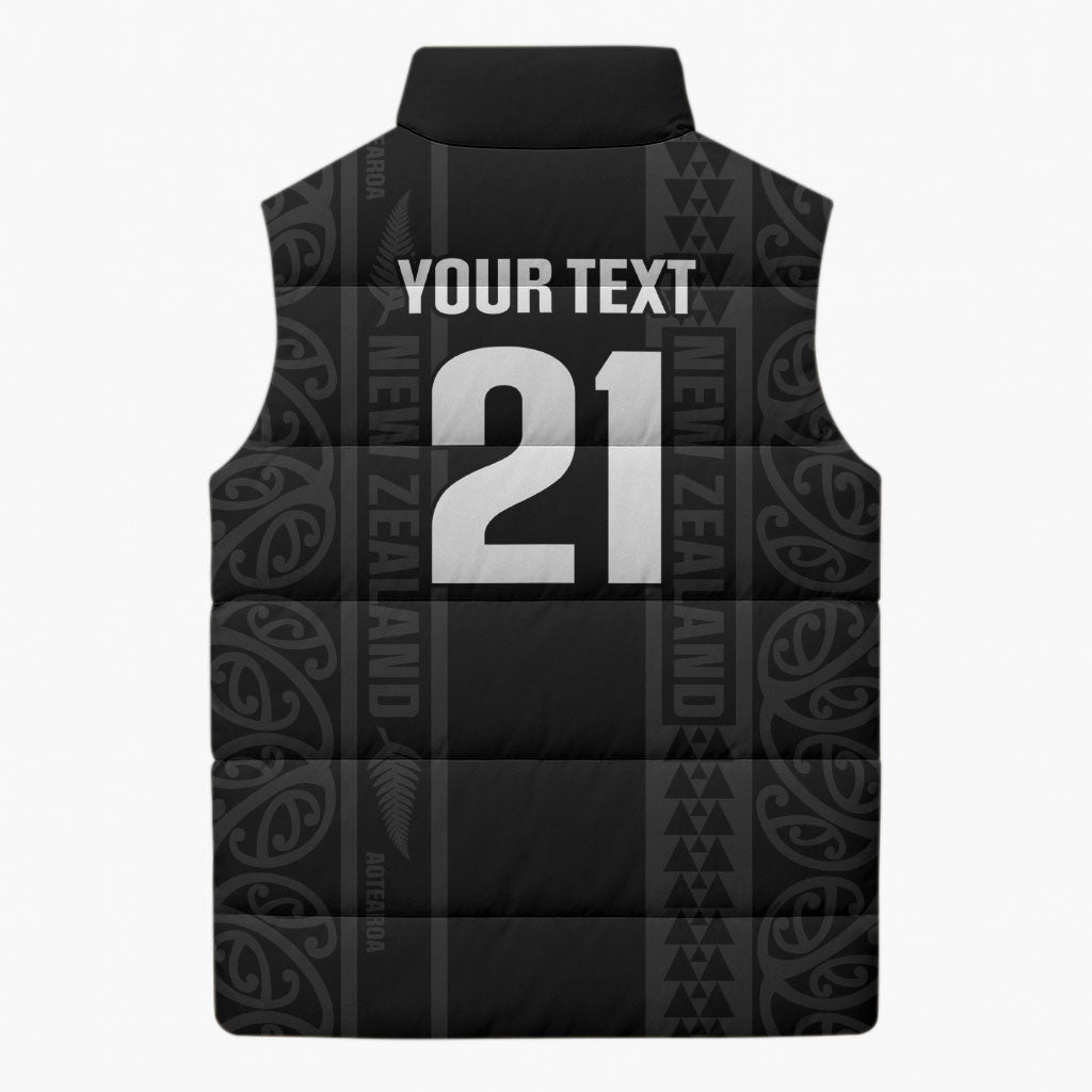 Custom New Zealand Football White Fern Supporter Sleeveless Puffer Jacket