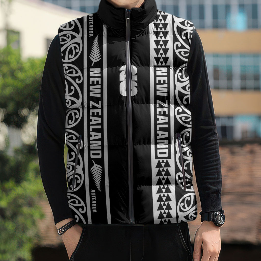 Custom New Zealand Football White Fern Supporter Sleeveless Puffer Jacket