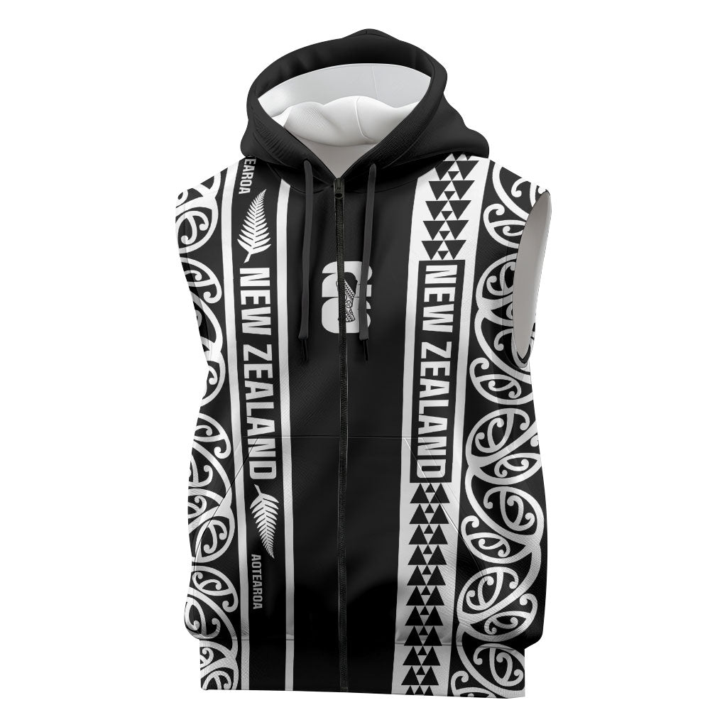 Custom New Zealand Football White Fern Supporter Sleeveless Zip Hoodie