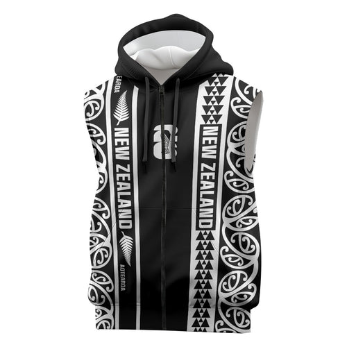Custom New Zealand Football White Fern Supporter Sleeveless Zip Hoodie