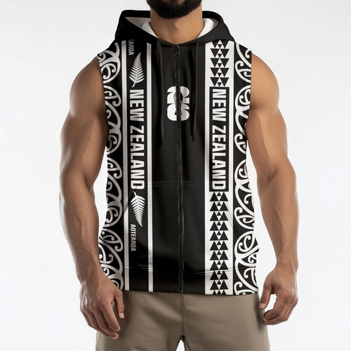 Custom New Zealand Football White Fern Supporter Sleeveless Zip Hoodie