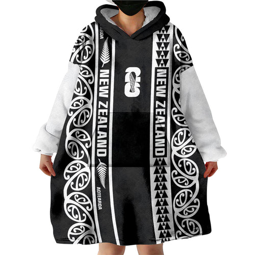 Custom New Zealand Football White Fern Supporter Wearable Blanket Hoodie