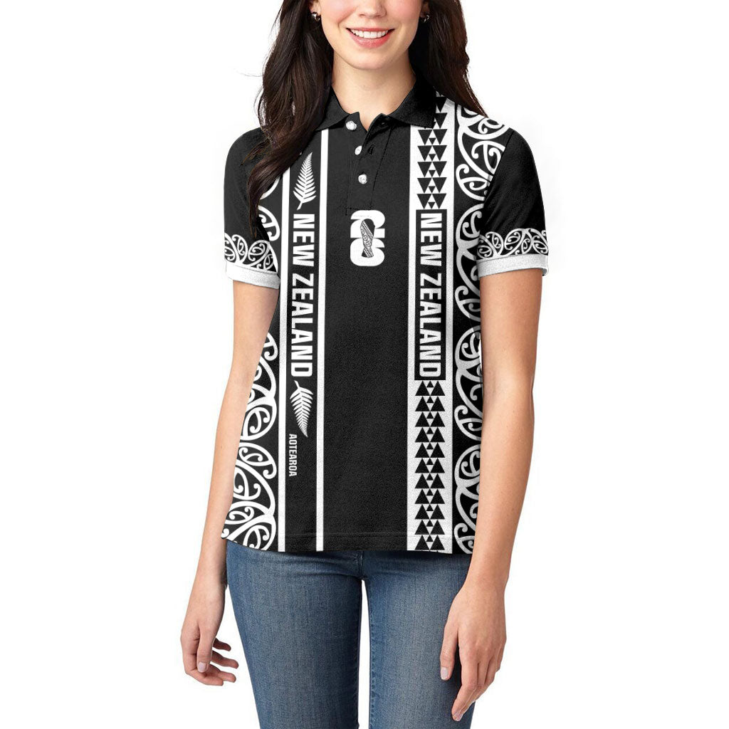 Custom New Zealand Football White Fern Supporter Women Polo Shirt