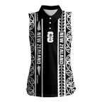 Custom New Zealand Football White Fern Supporter Women Sleeveless Polo Shirt