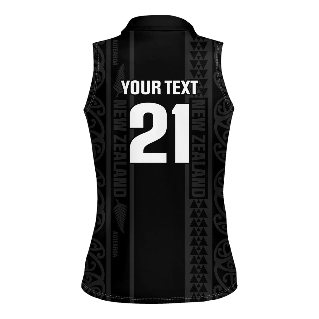 Custom New Zealand Football White Fern Supporter Women Sleeveless Polo Shirt