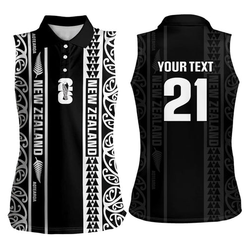 Custom New Zealand Football White Fern Supporter Women Sleeveless Polo Shirt