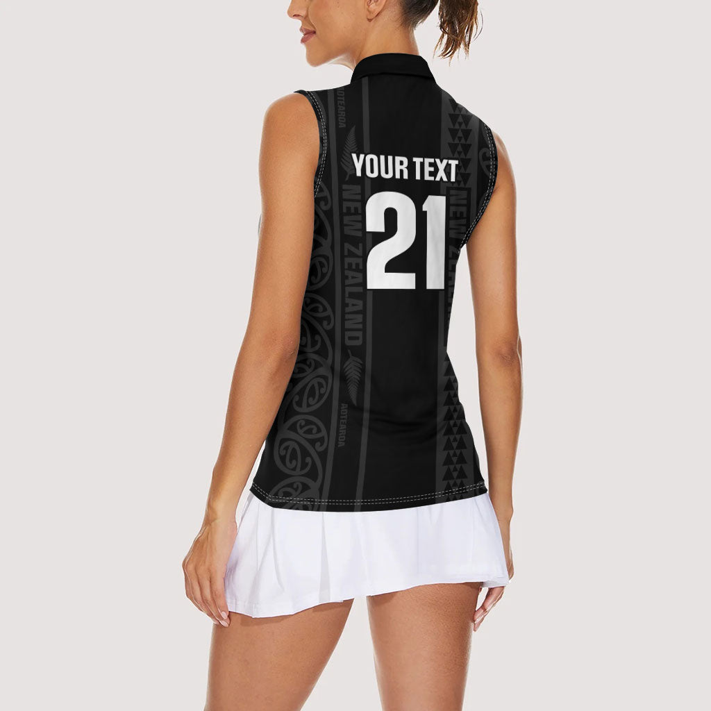 Custom New Zealand Football White Fern Supporter Women Sleeveless Polo Shirt