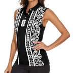 Custom New Zealand Football White Fern Supporter Women Sleeveless Polo Shirt
