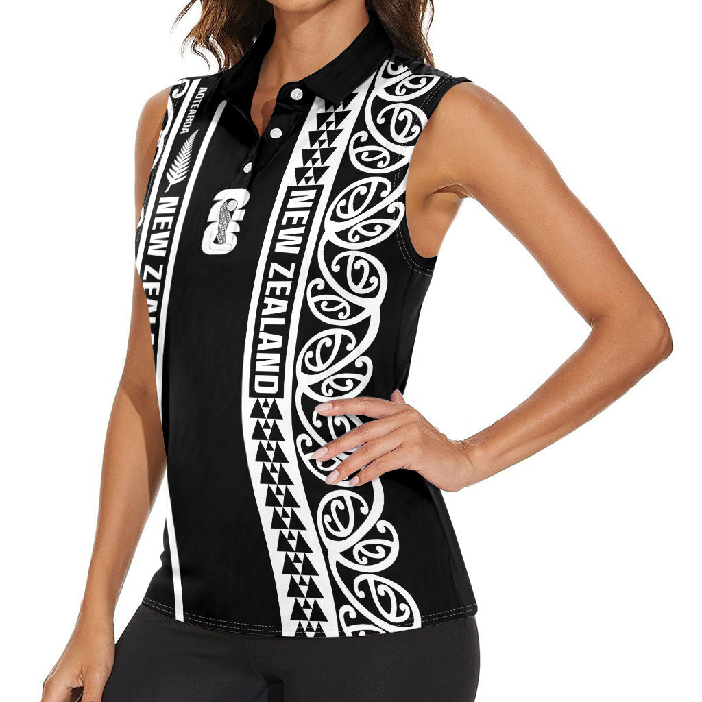 Custom New Zealand Football White Fern Supporter Women Sleeveless Polo Shirt