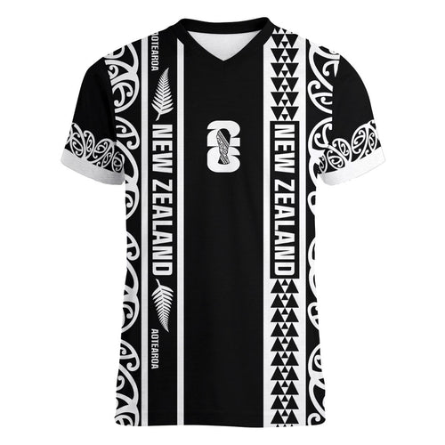 Custom New Zealand Football White Fern Supporter Women V-Neck T-Shirt