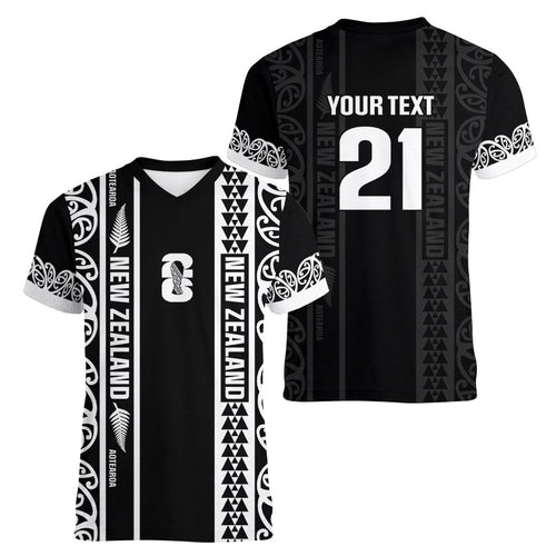 Custom New Zealand Football White Fern Supporter Women V-Neck T-Shirt