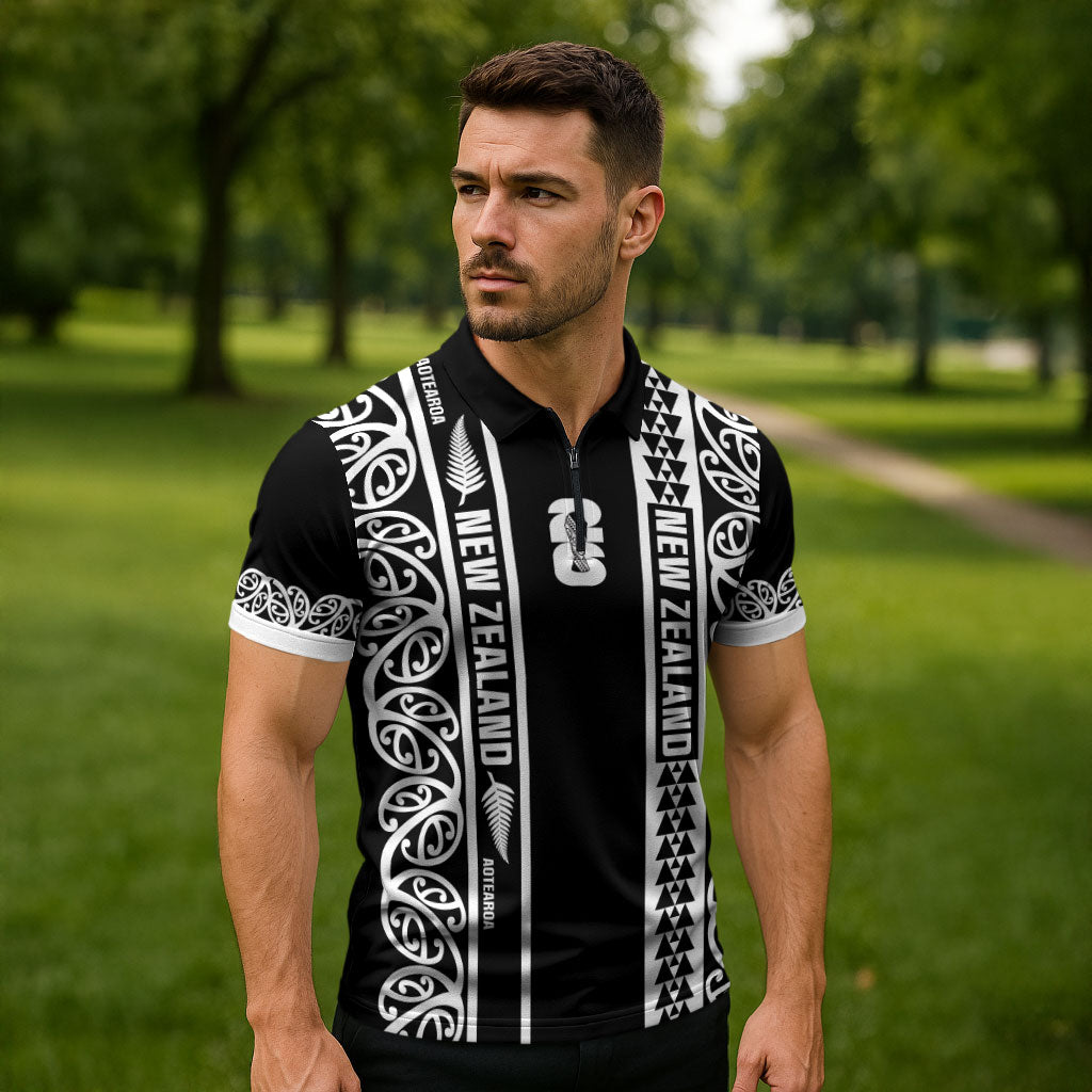 Custom New Zealand Football White Fern Supporter Zipper Polo Shirt