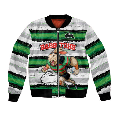 custom-rabbitohs-mascot-rugby-bomber-jacket-the-souths-go-champions