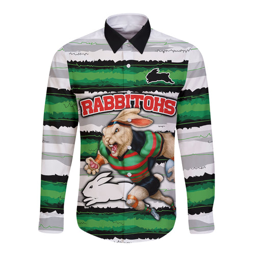 custom-rabbitohs-mascot-rugby-long-sleeve-button-shirt-the-souths-go-champions