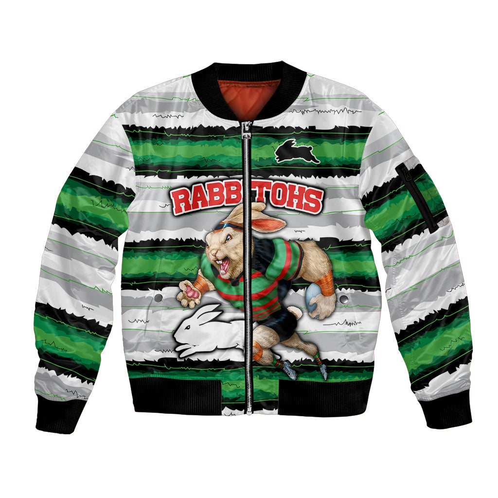 custom-rabbitohs-mascot-rugby-sleeve-zip-bomber-jacket-the-souths-go-champions