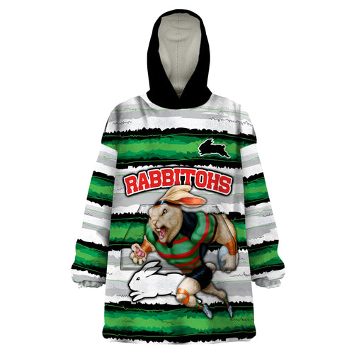 custom-rabbitohs-mascot-rugby-wearable-blanket-hoodie-the-souths-go-champions