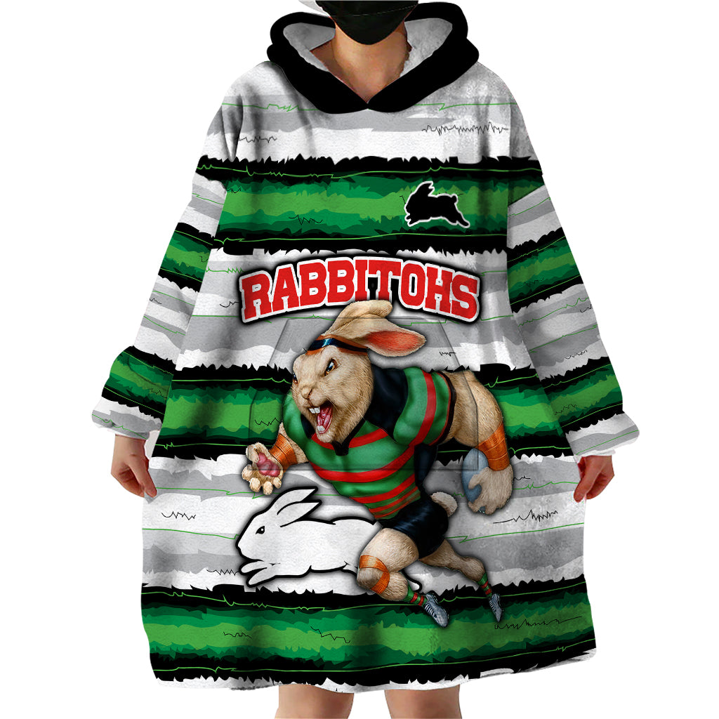 custom-rabbitohs-mascot-rugby-wearable-blanket-hoodie-the-souths-go-champions