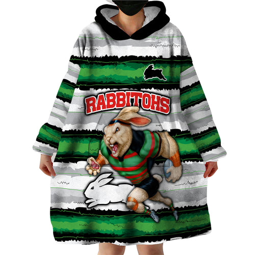 custom-rabbitohs-mascot-rugby-wearable-blanket-hoodie-the-souths-go-champions