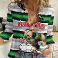 Custom Rabbitohs Mascot Rugby Women Casual Shirt The Souths Go Champions LT9