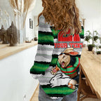Custom Rabbitohs Mascot Rugby Women Casual Shirt The Souths Go Champions LT9