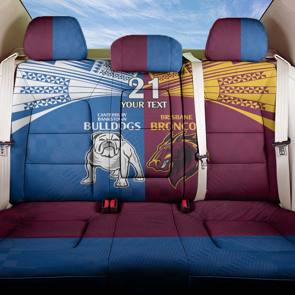 Custom Broncos-Bulldogs Back Car Seat Cover NRL Tribal Half Style